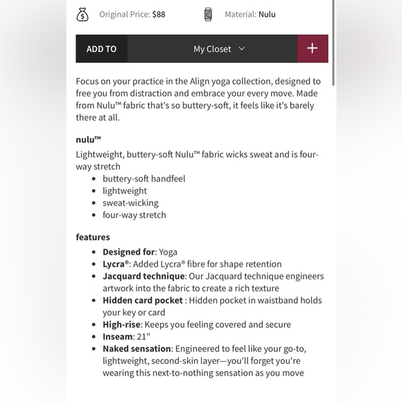 Lululemon Align Crop *21" - Size 6 - Picture 10 of 10